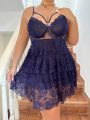 Plus Size Hollow Out Lace Nightgown