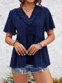 Women's V-Neck Bell Sleeve Short Sleeve Blouse