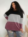 SHEIN CURVE+ Plus Colorblock Drop Shoulder Tee