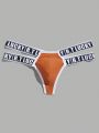 Men Letter Tape Waist Cut Out Thong