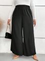 SHEIN CURVE+ Plus Solid Wide Leg Pants