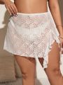 SHEIN Swim Chicsea Plus Size 1pc Ruffle Trim Asymmetric Hem Lace Cover Up Skirt