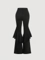 SHEIN MOD Women's Ruffle Hem Flare Sleeve Long Pants