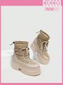 Everyday Collection Women's Front Lace-up Winter Fashion Thick Sole Boots