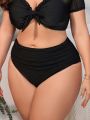 SHEIN Swim Vcay Plus Size Women'S Solid Color Swimsuit Bottom
