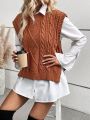 SHEIN LUNE 1pc Cable Knit Knot Side Sweater Vest