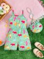 Fashionable And Cute Cartoon Print Suspenders For Baby Girls