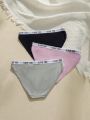 3pack Letter Tape Waist Contrast Binding Brief