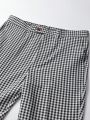 Men'S Plus Size Gingham Pattern Suit Pants With Pocket And Side Stripe Detail