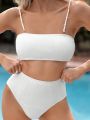 SHEIN Leisure Women's Plain Color Swimsuit Set