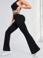 Daily&Casual Sports Pants With Waist Letter Print & Flare Leg