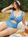 SHEIN Swim Mod Plus Size Women's One Piece Swimsuit With Floral Print