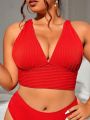 SHEIN Swim Basics Plus Size Solid Color Bikini Top