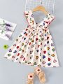 SHEIN Kids EVRYDAY Toddler Girls Heart Print Ruffle Trim Cami Dress