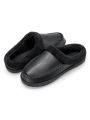 Mens Leather Slippers Comfy Handmade Stitch Slip-on House Shoes Warm Fur Lined Rubber Sole Indoor Outdoor