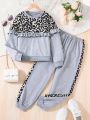 2pcs/set Teenage Girls' Spring & Autumn Long Sleeve Round Neck Sweatshirt And Full Length Pants, Casual, Cute And Fashionable