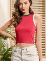 Contrast Binding Crop Tank Top