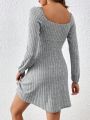 Solid Color Long Sleeve Casual Dress