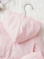 Baby Girl Letter Patched Hooded Jacket & Split Hem Flare Leg Pants