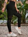 Yoga Basic Yoga Leggings Breathable Contrast Mesh Athletic Tights With Phone Pocket