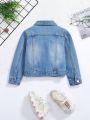 Boys' Vintage Hole & Embroidery Design Patchwork Denim Jacket