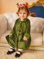 Baby Girl Fold Pleated Fuzzy Trim Hooded Coat