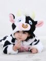 SHEIN Baby Girl Cow Pattern 3D Ear Design Jumpsuit