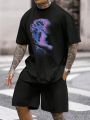 Men's Loose Fit Printed Round Neck Casual T-shirt