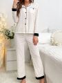 Contrast Trim Button Front PJ Set