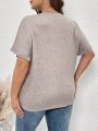 SHEIN LUNE Plus Size Solid Color Round Neck Short Sleeve T-shirt