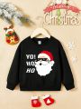 Young Boy Christmas Print Drop Shoulder Sweatshirt