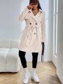 SHEIN EZwear Double Breasted Belted Trench Coat