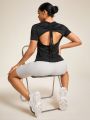 SHEIN Daily&Casual Women's Backless Ruched Sports T-Shirt