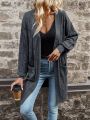 Cable Knit Drop Shoulder Open Front Cardigan