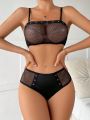 Women'S Sexy Mesh Wireless Bra And Panty Set