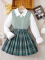 Teenage Girls' Pleated Skirt, Shirt And Vest 3-Piece Set