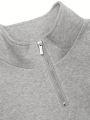 Men'S Large Size Letter Print Zipper Half Sweatshirt