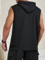 Men's Plus Size Hooded Drawstring Sleeveless Vest