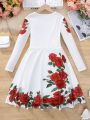 SHEIN Kids EVRYDAY Tween Girl Floral Print A-line Dress