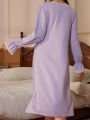 Maternity Lace Wrap Collar Nightgown