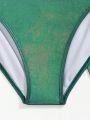 Teenage Girls' Metallic Fabric Halter Neck Swimsuit Set