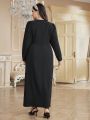 SHEIN Modely Plus Size Shawl Collar Button Front Long Sleeve Dress