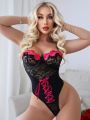 Classic Sexy Women's Sexy Lingerie With Embroidered Front And Strap Design (Valentine's Day Theme)