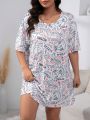 Plus Letter and Cartoon Graphic Nightdress