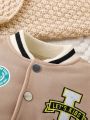 Infant Boys' Colorblock Letter Print Baseball Jacket Top And Extended-length Pants Set
