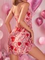 Women's Valentine's Day Heart Patterned Sleep Dress