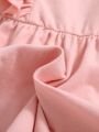 SHEIN Baby Girls' Casual Knitted Ruffle Hem Long Sleeve Dress