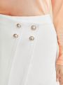 SHEIN BIZwear Plus Size Button Decorated Wrapped Shorts