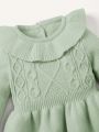 Cozy Cub Baby Girls' Long Sleeve Round Neck Casual Sweater Dress With Wide Flared Hem