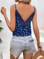 SHEIN Frenchy Women'S Floral Print Lace Trimmed Camisole Top